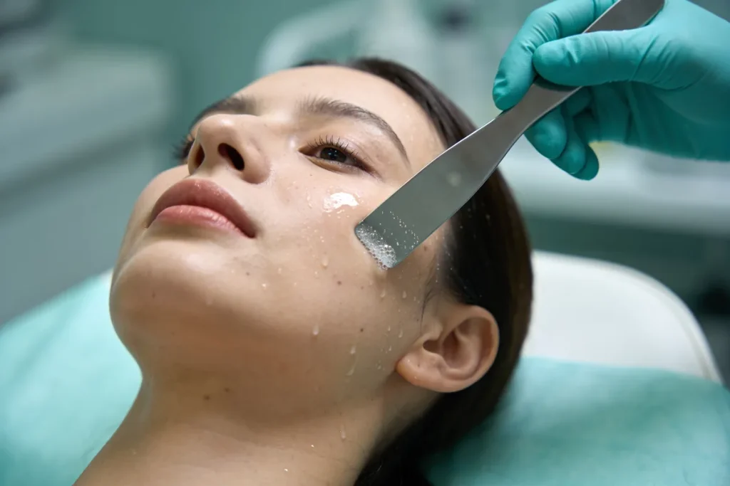 peeling kawitacyjny twarzy w gabinecie kosmetycznym
